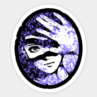 Punk Fashion Style Oval Neon Purple Glowing Girl Sticker